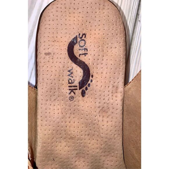 Soft Walk Salina Brown Leather Woven Adjustable Sling Back Flat Sandals S:8WW - Picture 13 of 13